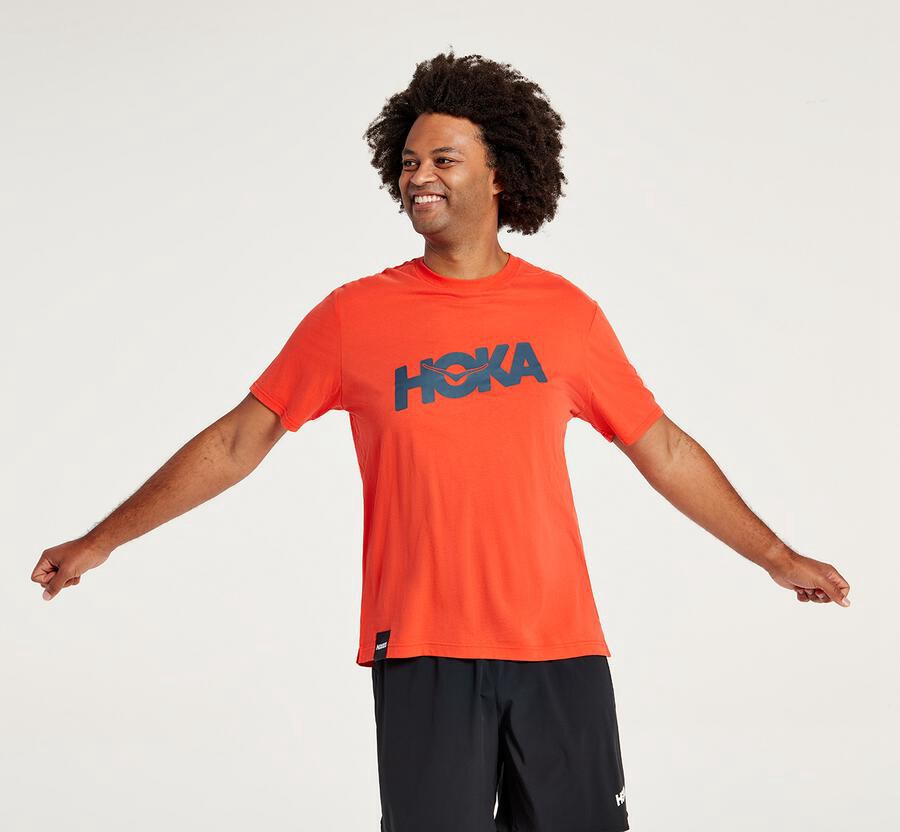 Hoka One One Tee Mens Red - Brand - 28910HEPZ